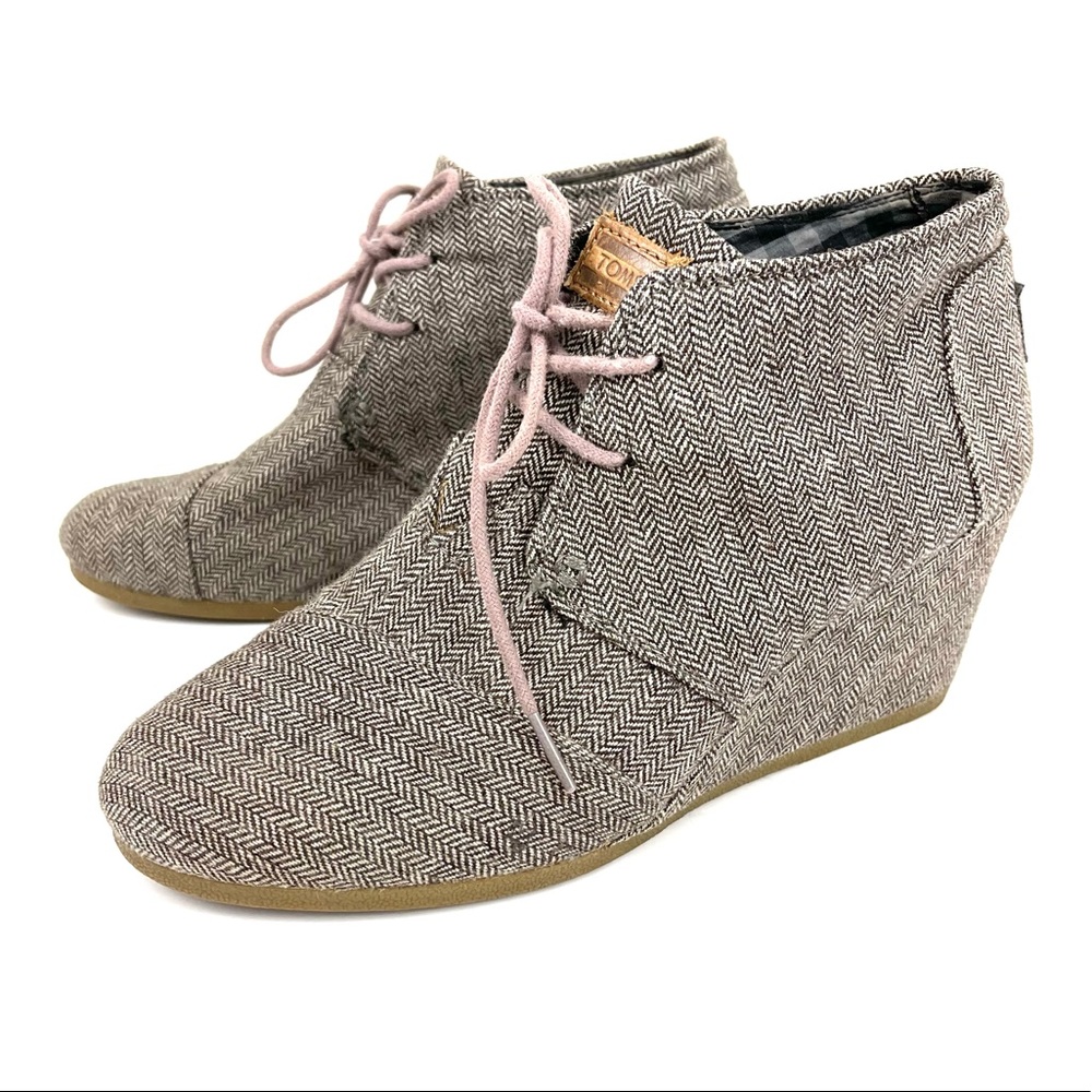 TOMS Desert Herringbone Wedge Bootie Ankle Boots